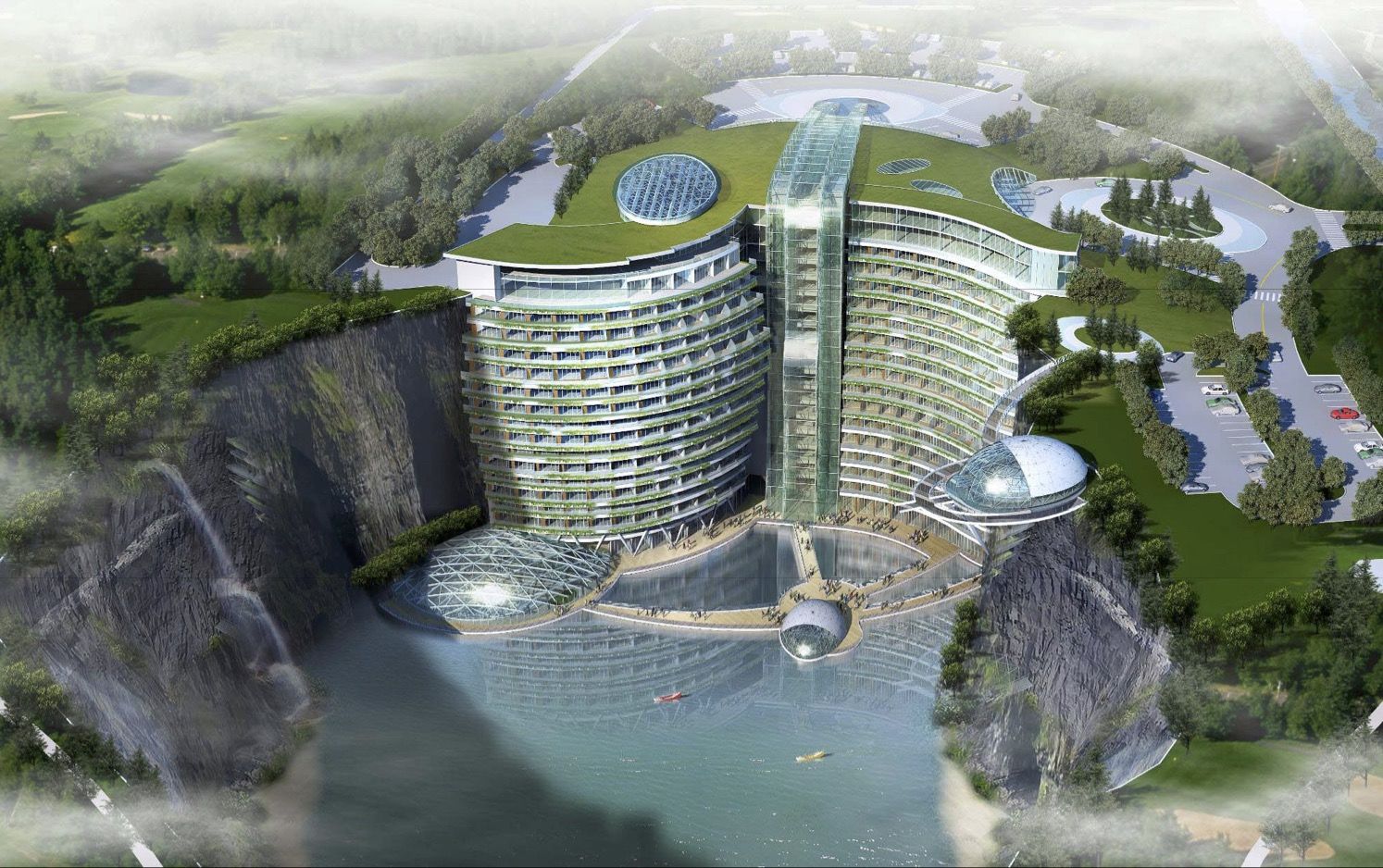 InterContinental Songjiang quarry Hotel – gebaut in einen Steinbruch (Grafik: IHG)
