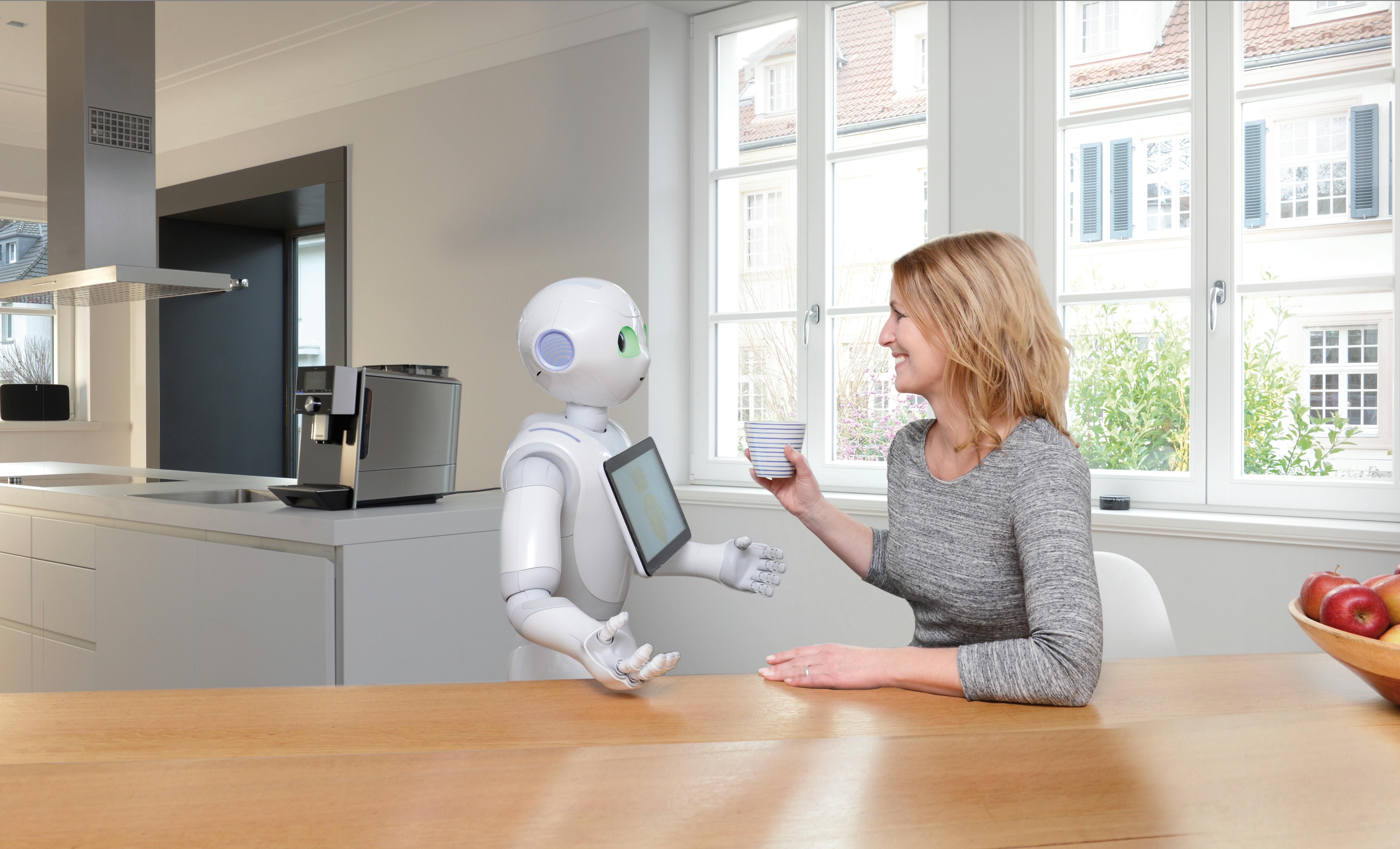 Ein Roboter, der den Kaffee zubereitet und serviert? Der in der Lage ist, die Geräte im Smart Hotel zu steuern? Und mit dem man ganz einfach und auf natürliche Weise kommunizieren kann? Das will Digital Strom, auf der CES Anfang Januar in Las Vegas zeigen. (Foto: Digital Strom)