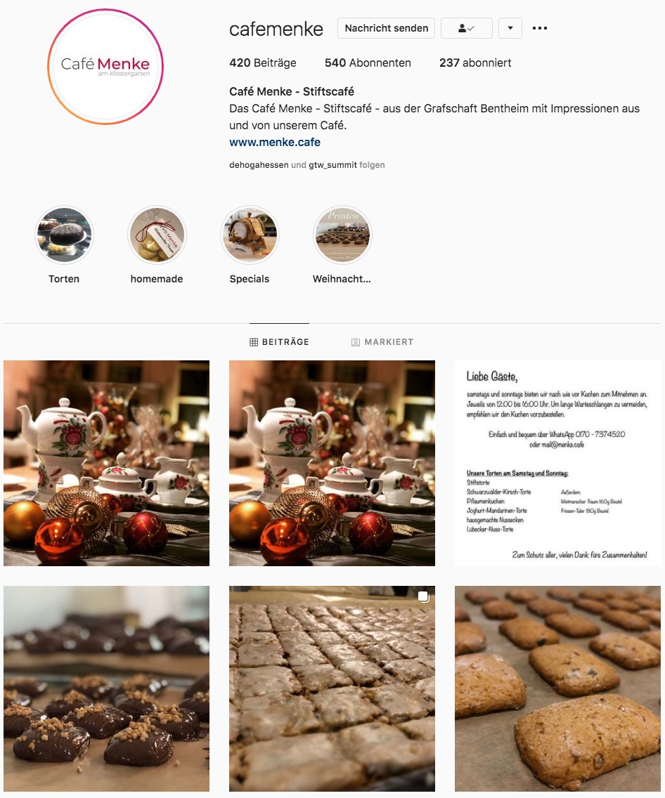 Café Menke bei Instagram