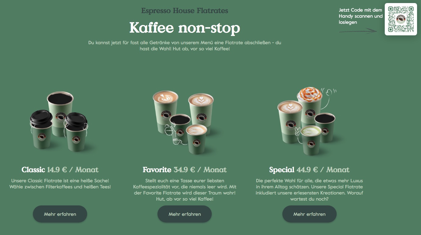 Espresso House Kaffee-Flatrates